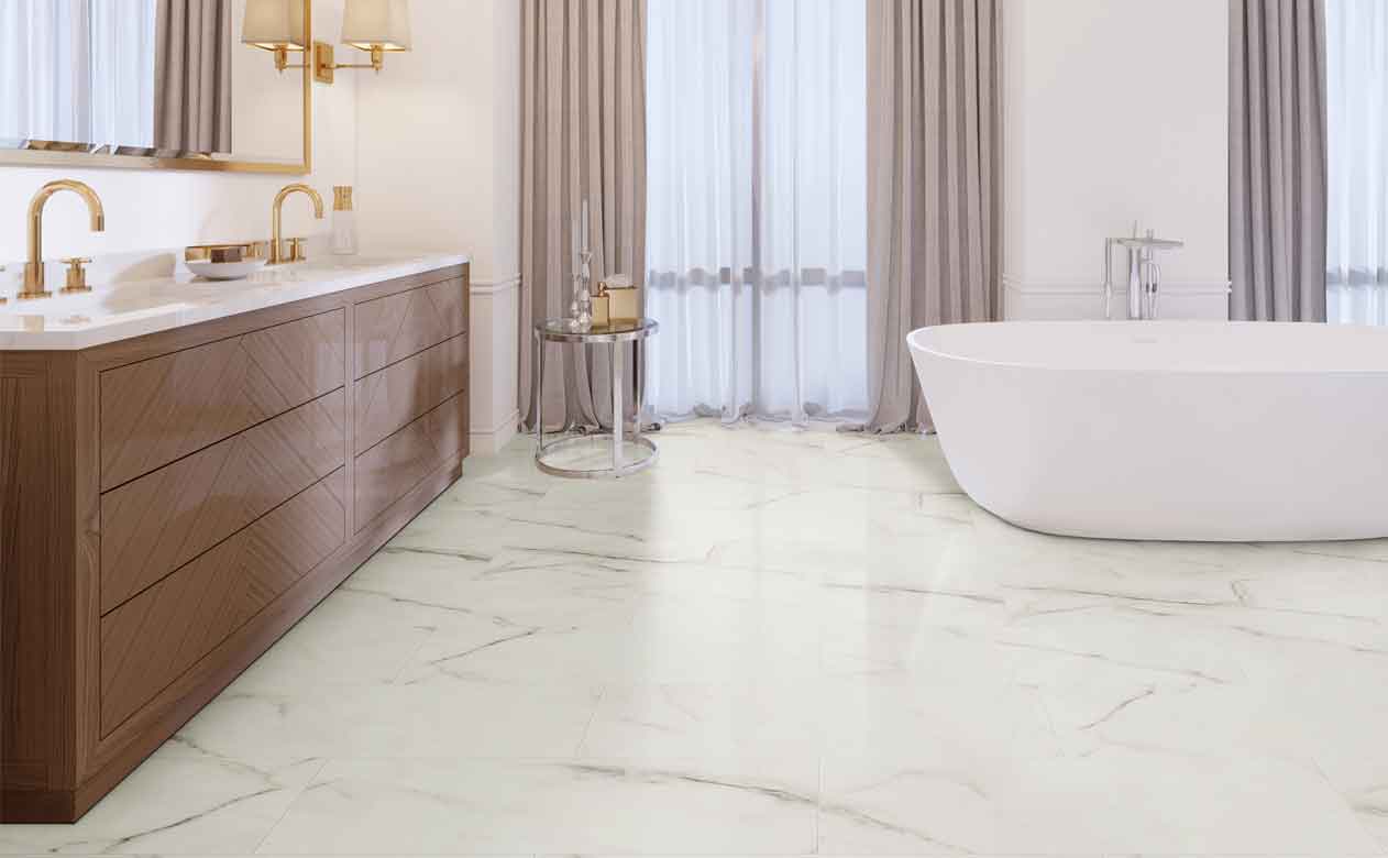 Waterproof Luxury Vinyl Tile in a bathroom