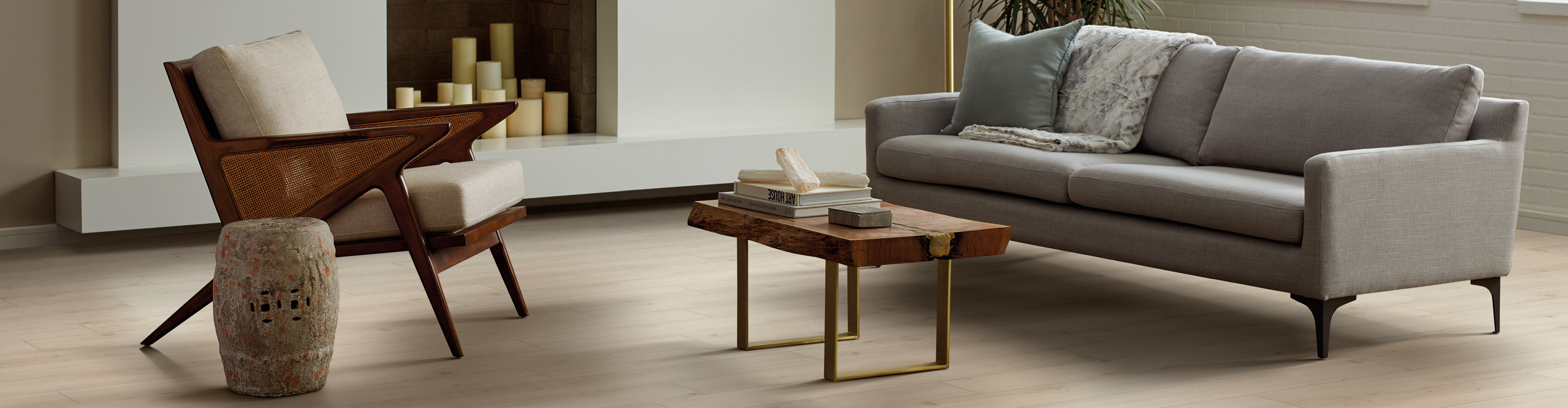 Luxury vinyl flooring in modern living room